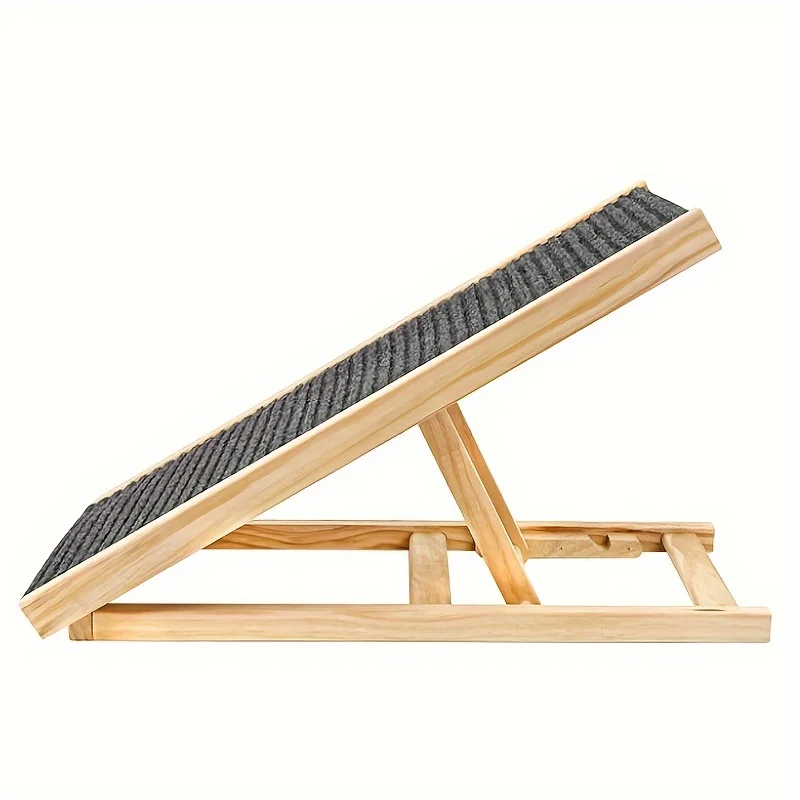 Adjustable Height Dog Ramp with Non-Slip Surface & Sturdy A-Frame Design - Foldable Pet Stairs with Soft Cushioned Steps