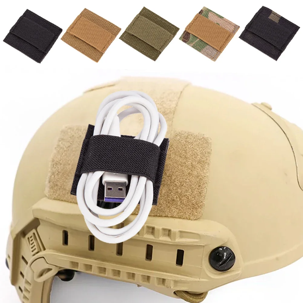 Tactical Helmet Wire Harness Storage Gear Helmet Headset Walkie Talkie Powerline Cable Hook and Loop Elastic Storage Accessories