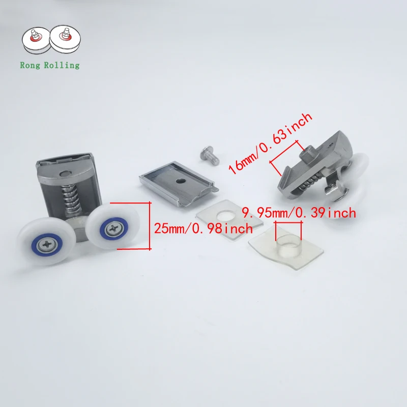 4pcs 304 stainless steel material shower door rollers pulley bathroom sliding door rail roller wheels gate white nylon rollers