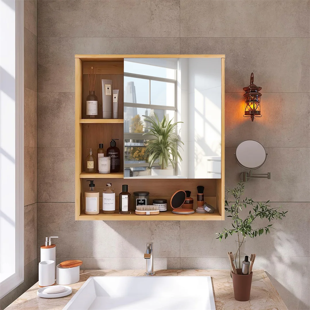 LUVODI Wall Mounted Bathroom Cabinet Multifunctional Vanity Mirror Medicine Cupboard with Spacesaver Storage