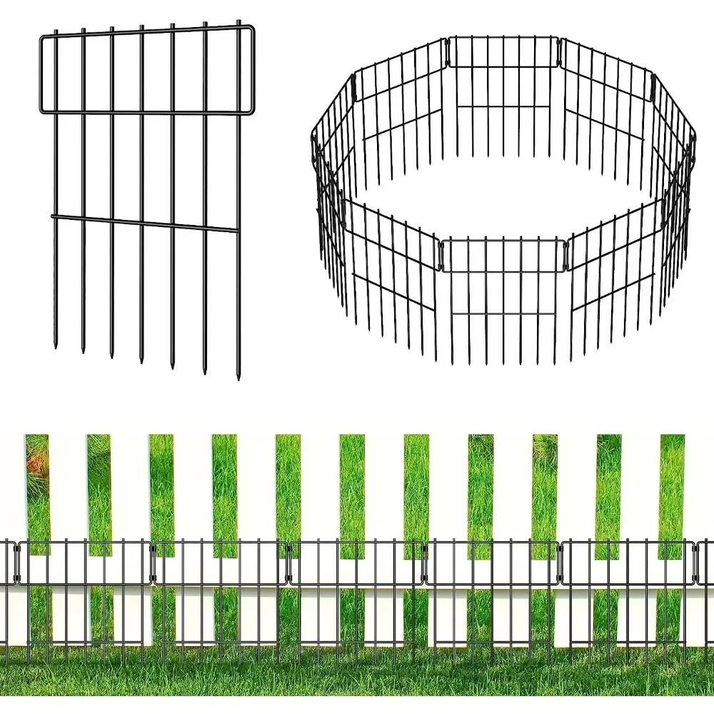 

25 Pack Animal Barrier Fence, 16.7 in(H) X 25 Ft (L) No Dig Garden Fence, Rustproof Metal Fence