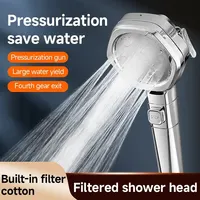 Hexagonal Pressurized Shower Head Four-speed Supercharged Hard ABS Fall-resistant Water Filter Bathroom Accessories 1