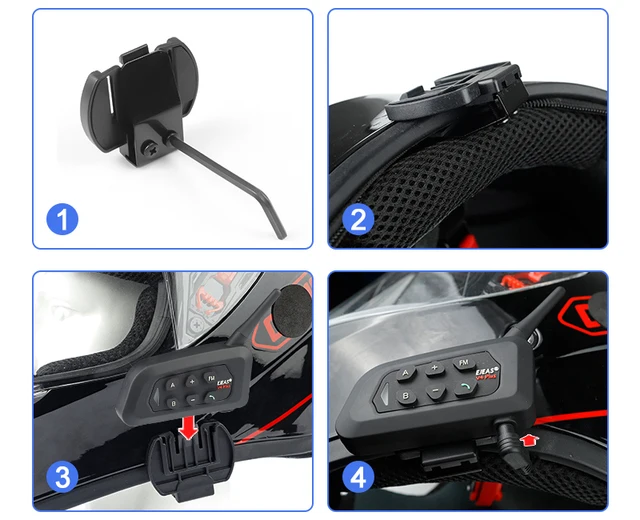 Ej.Life Casque d'interphone Bluetooth V6/V4 casque de moto