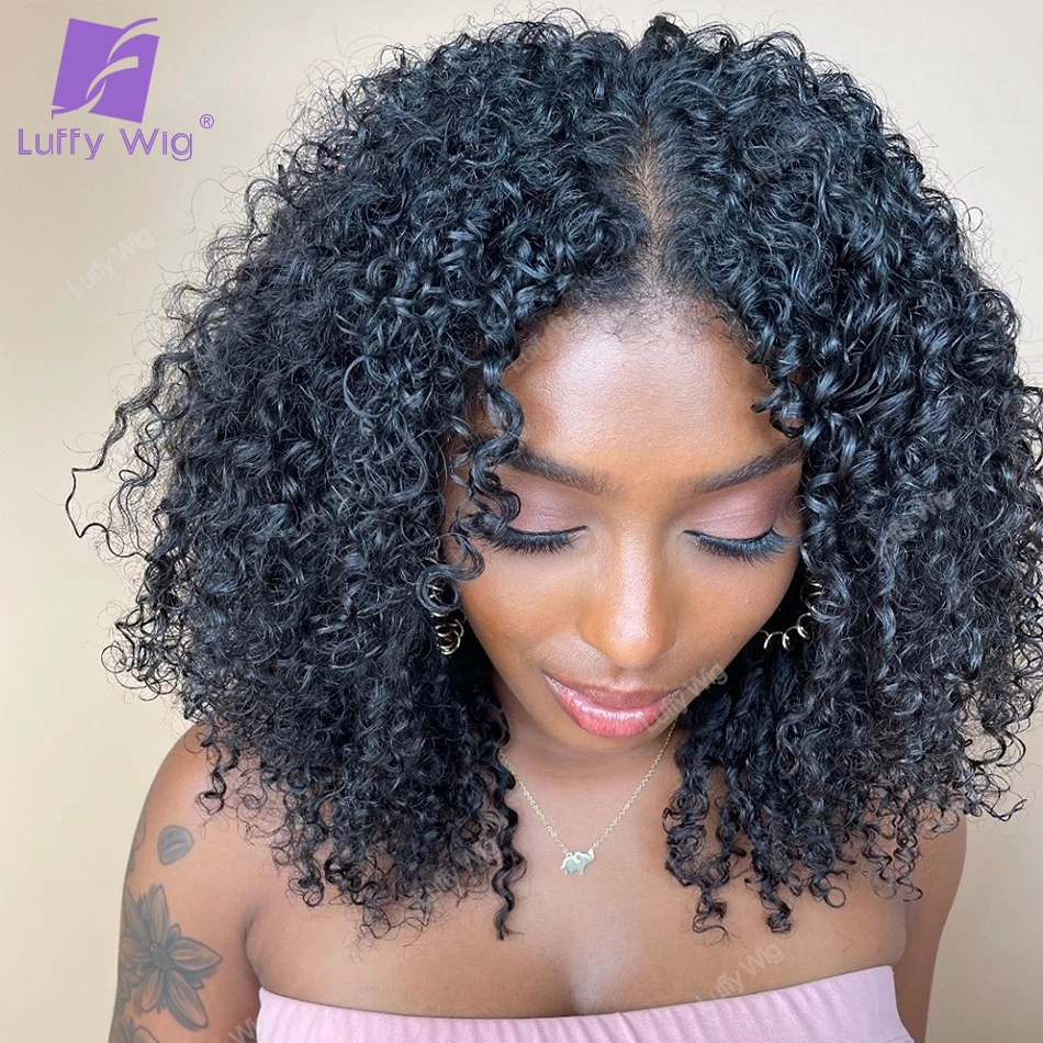 

U Part Wig Human Hair Afro Kinky Curly Brazilian Remy V Part Wigs No Leave Out Glueless 180 Density Wig For Black Women LUFFY