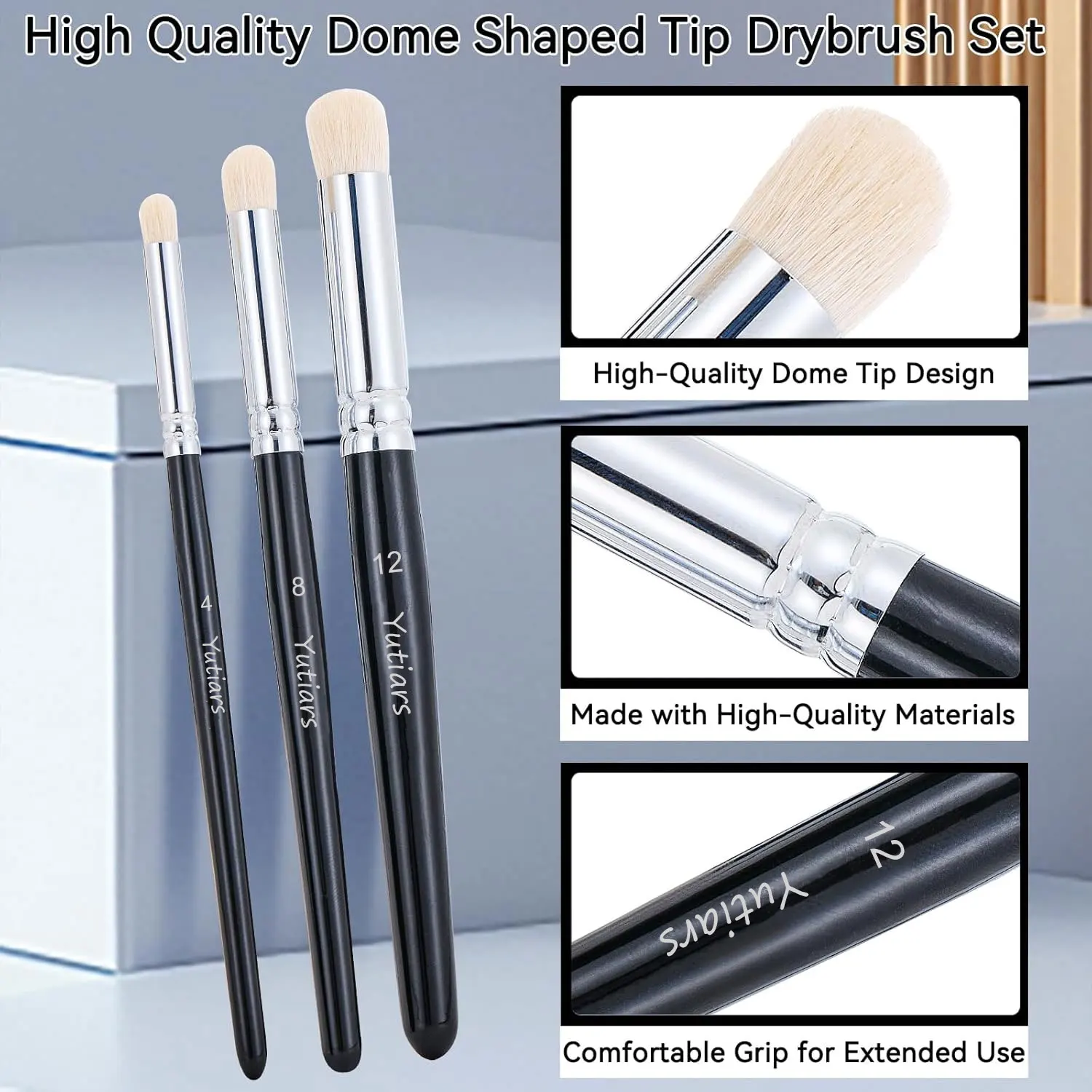 Paint Brush Set, Fine Detail Wood Handle Brushes for Miniature Art Painting, Acrylic, Watercolor - Micro Detailing & Drybrush 3
