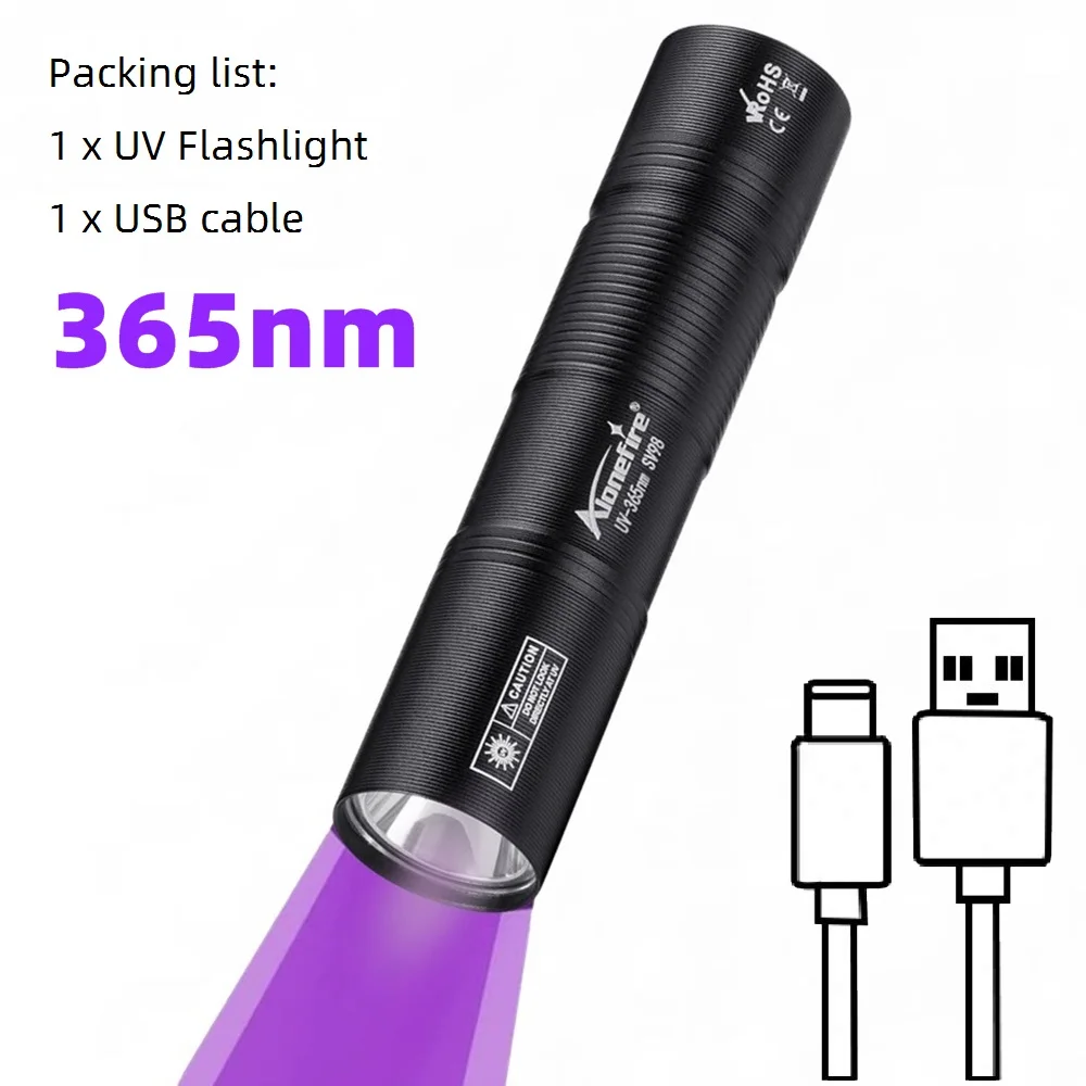 ALONEFIRE 30W UV Flashlight 365nm - Powerful Blacklight USB C Rechargeable | Pet Urine Detector & Scorpion Finder