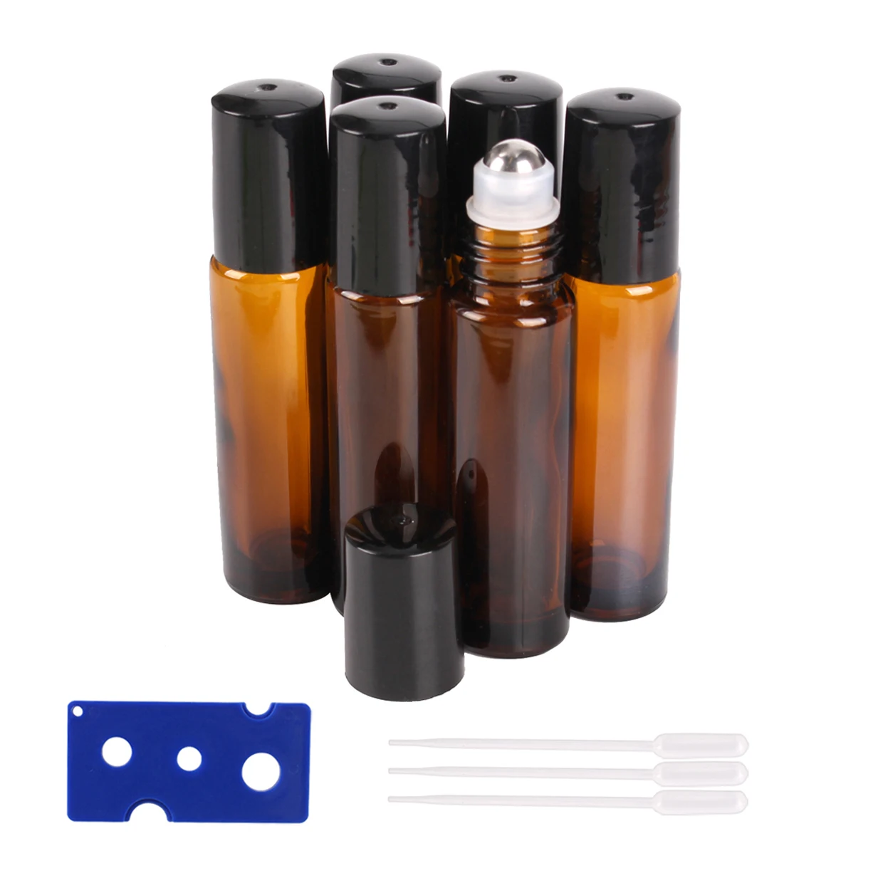 

6 Pieces/lot 10ml Colorful Glass Roll on Bottle Empty Essential Oils Perfume Refillable Bottles with Stainless Steel Roller Ball