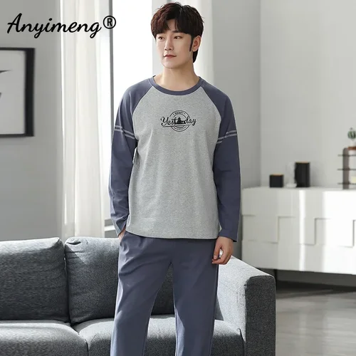 사슴 인쇄 우아한 잠옷 남자에 대 한 설정 가을 겨울 패션 새로운 부드러운 코 튼 망 Loungewear 소년에 대 한 편안한 잠 옷 4