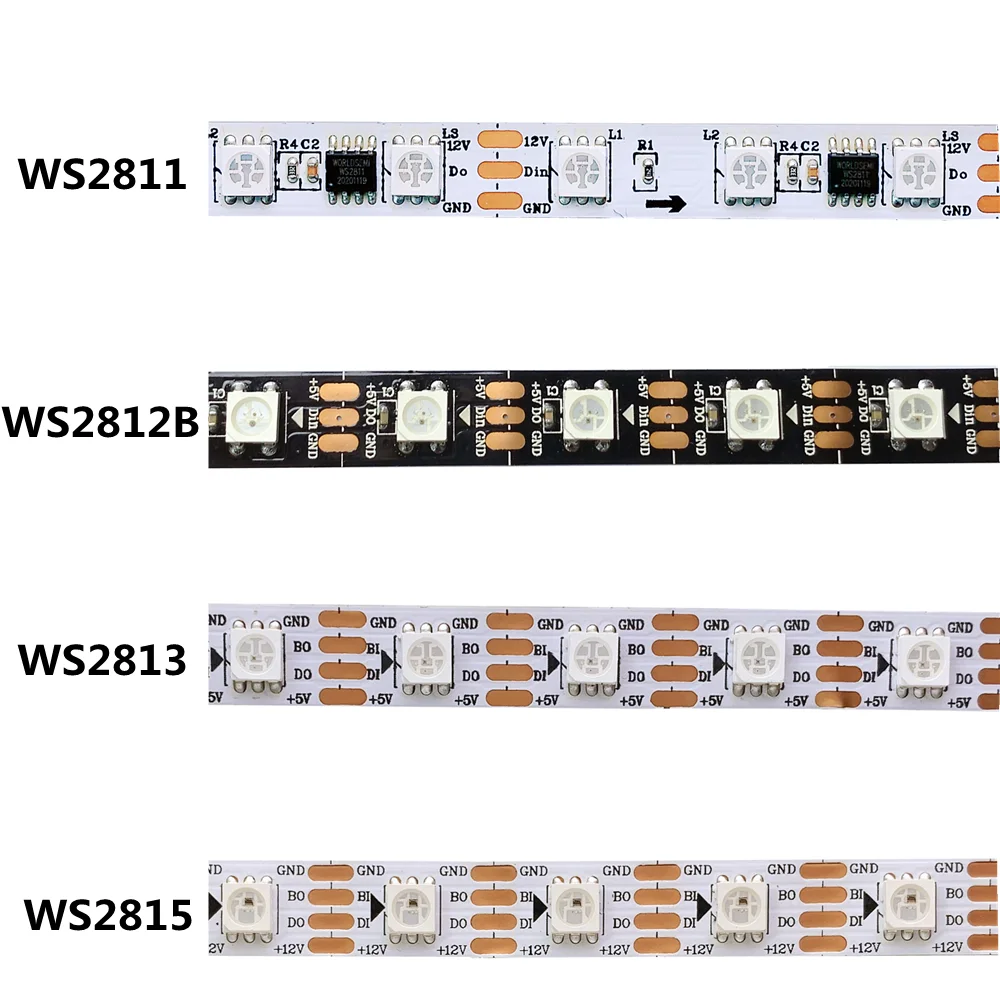 

WS2811 WS2812B WS2815 WS2813 RGB LED Pixel Strips SMD 5050 Individually Addressable 30/60/144Leds/m Smart Tape Light IP30/65/67
