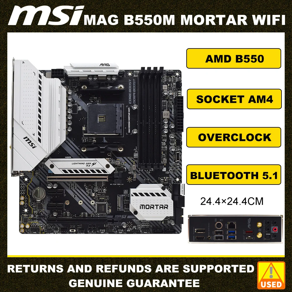 MSI MAG B550M MORTAR WIFI 소켓 AM4 B550 마더 보드, DDR4 PCI E 4.0 RYZEN 9