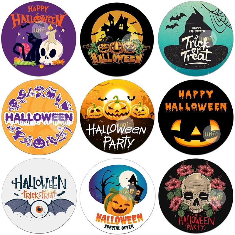 3.5/4.5Cm Happy Halloween Pumpkin Ghost Stickers Imballaggio Etichette Sigillanti Adesivi Regalo Di Halloween Fai Da Te Treat Or Trick Box Decor