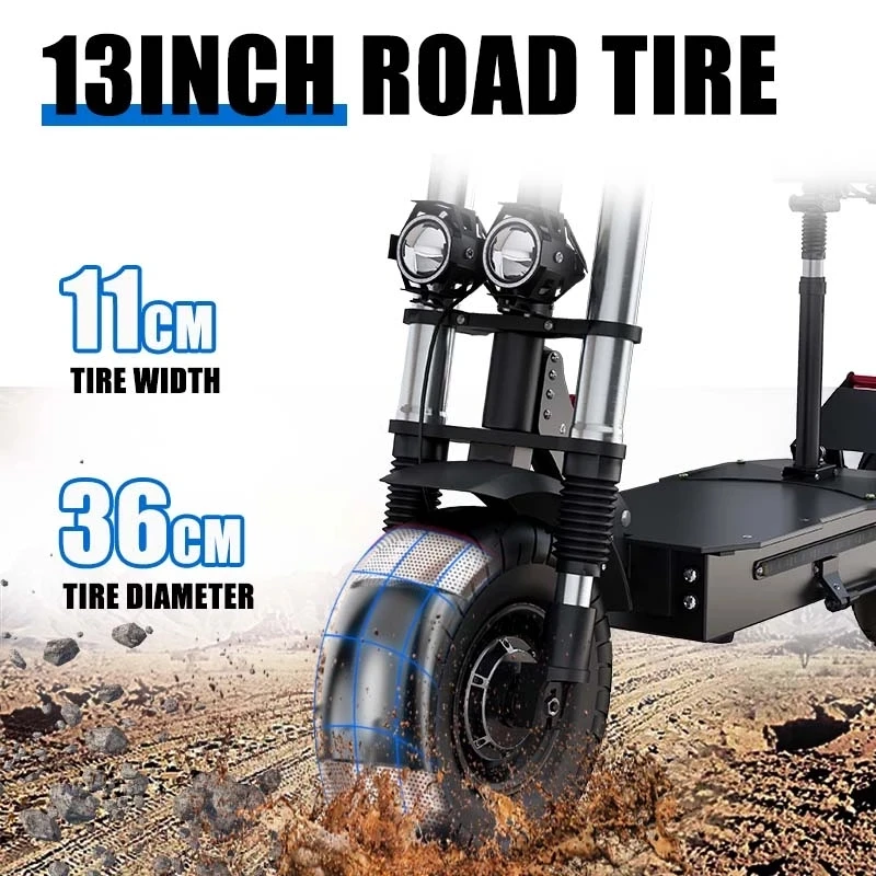 85km/h Fast Electric Scooter 6000W Dual Motor Escooter 13 inch Big Wheel Hydraulic Brake Folding Long board Duty Free EU Stock