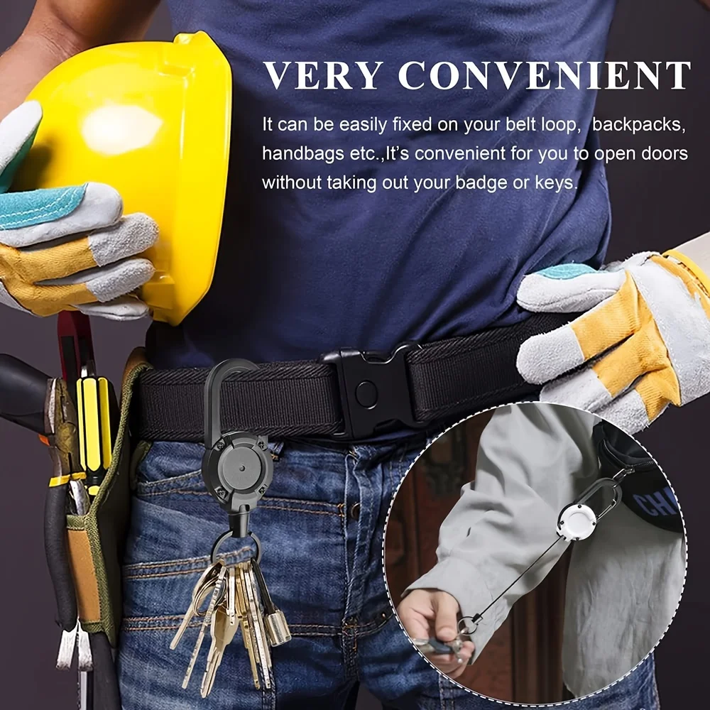 Outdoor camping tactical easy-to-pull buckle telescopic buckle wire rope multi-functional keychain camping rebound