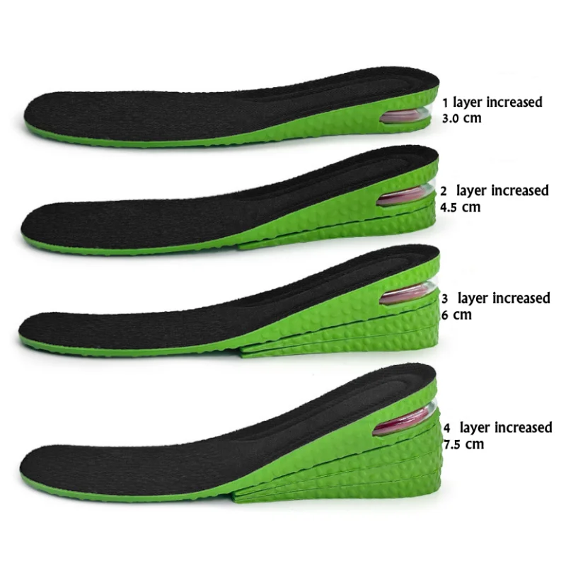 Height Increase Templates Round Toe Insole Full Pad 3CM-7CM Invisible Inner Shock Absorbing Air Cushion Insoles For Shoes