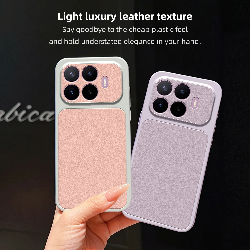 Luxury Leather Back Case with Lens Protection - Elegant Matte Finish