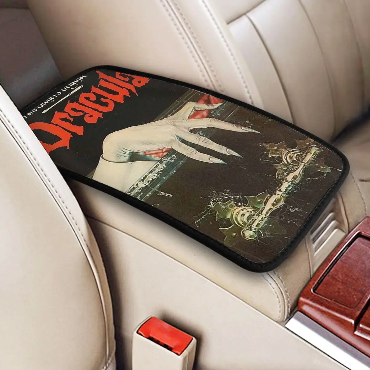 Horror Movie Dracula Car Bracciolo Cover Mat Universal Leather Center Console Cover Pad Storage Box Cover Car Interior Cushion