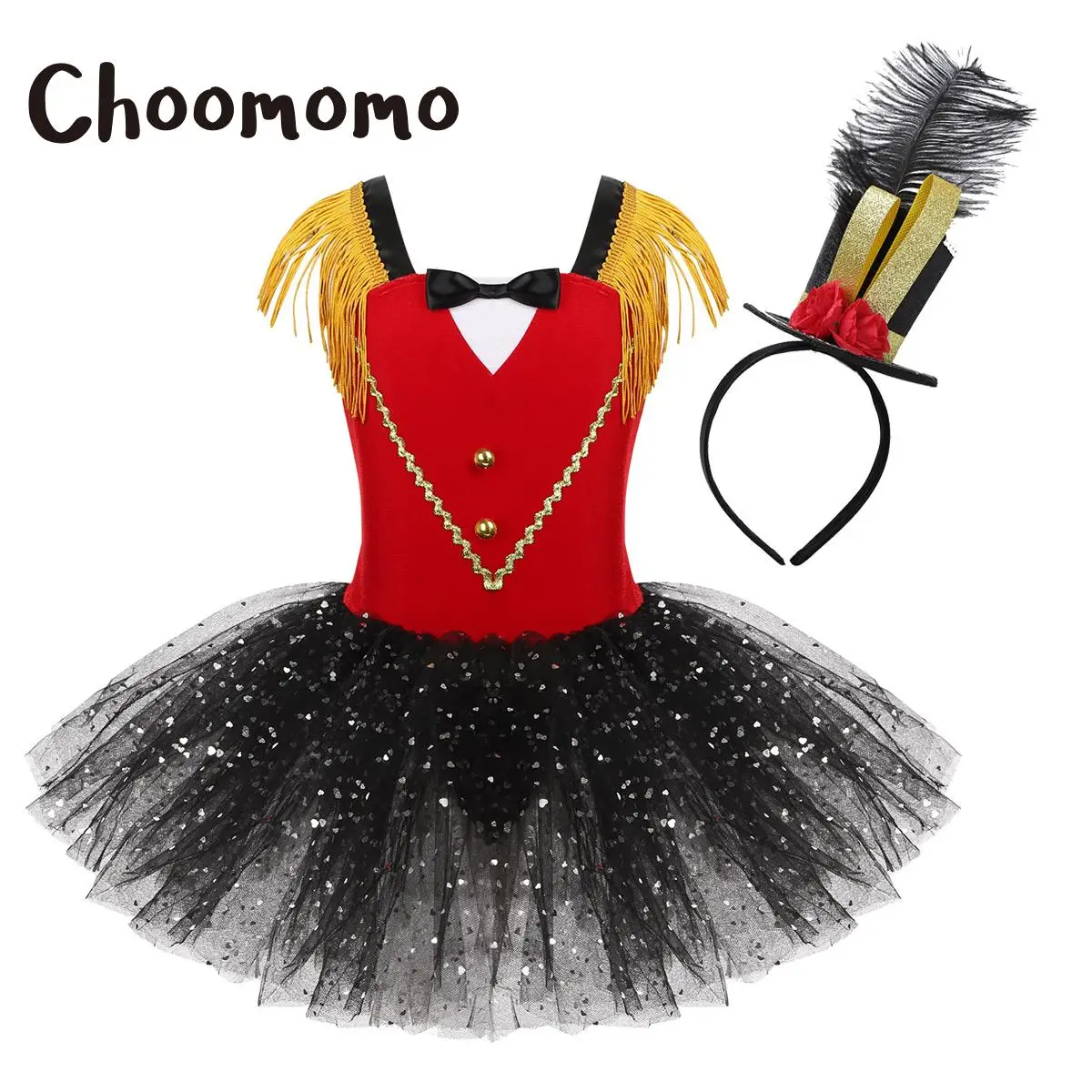 Girls Circus Ringmaster Cosplay Costume Halloween Lion Tamer Sequin Tassels Leotard Ballet Tutu Dress And Steampunk Mini Top Hat 1