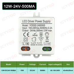Universal LED Light Strip Power Supply Driver - Multi - Wattage & Voltage - Wireless (12W - 24V - 500MA)