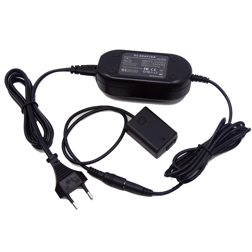 

AC-PW20 Power Adapter Charger NP FW50 Dummy Battery DC Coupler for Sony NEX3 5 6 7 SLT- A55 A35 a7 a7R a7II A6300 a6500 ZV-E10
