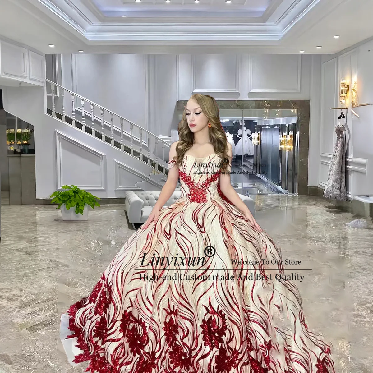 

Glitter Sequins Ball Gown Quinceanera Dresses Lace Beaded Vestidos De 15 Años Off The Shouder Birthday Girls Sweet 16 Dress