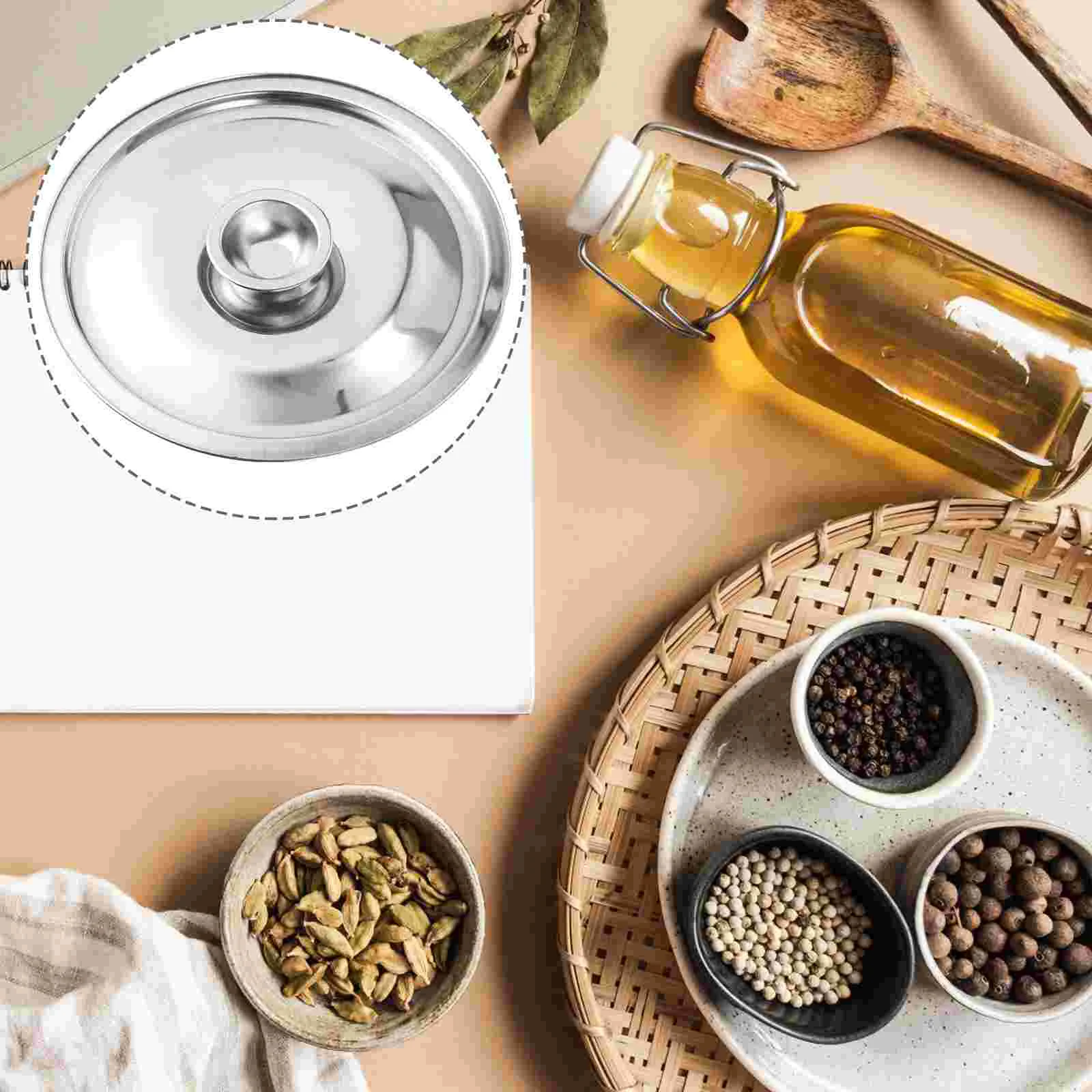 10Pcs Oil Cylinder Lid Stainless Steel Pot Cover Seasoning Cover Kitchen Gadget Cookware Parts Dining Accessories Sturdy