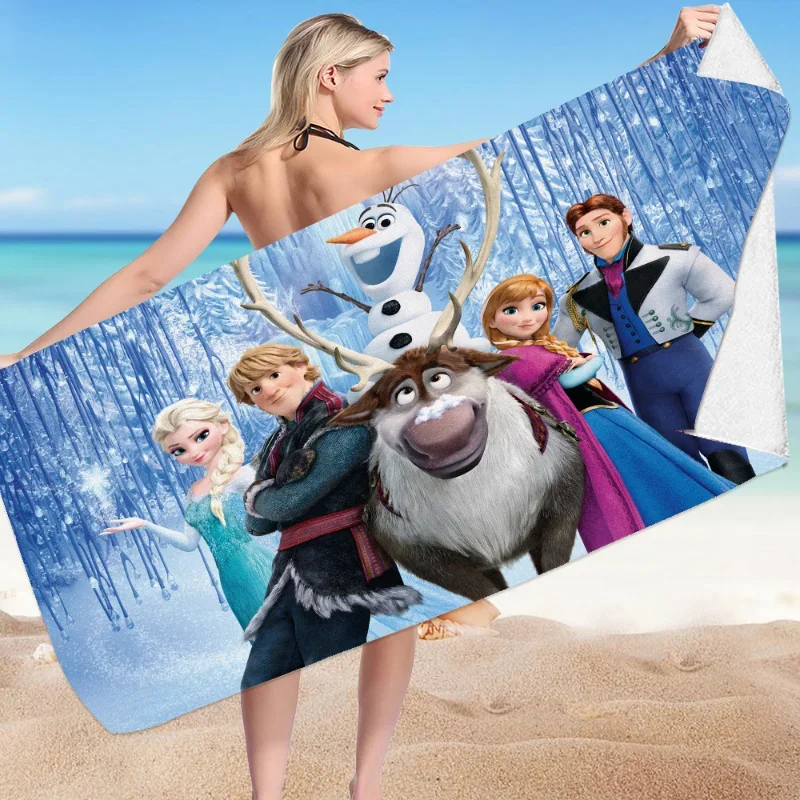 thumbnail image 1 of Toalla de playa de Frozen para niñas, paño de baño de dibujos animados de Disney, princesa Elsa, secado rápido, 1 of 5