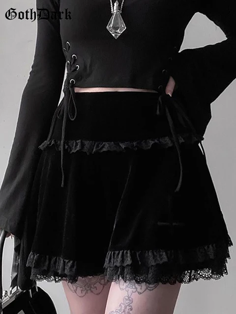 Gothic Velvet Pleated Mini Skirts: Vintage Harajuku Aesthetic