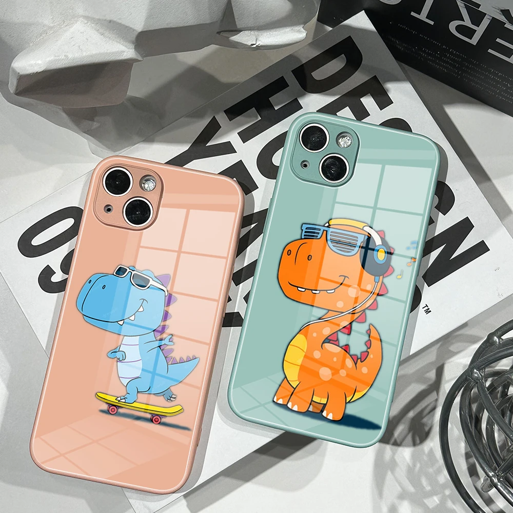Per Iphone 13Pro Fashion Sports Music Dinosauri Vetro Temperato Per Iphone14 11 12 Xr Xs Max 7/8 X Plus 14Pro Cover Colorate