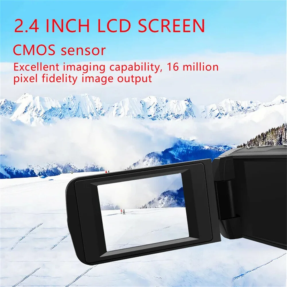 초심자용 풀 HD 디지털 카메라, 2.4 인치 LCD, 270 도 회전 화면, 16X 줌, 1080P