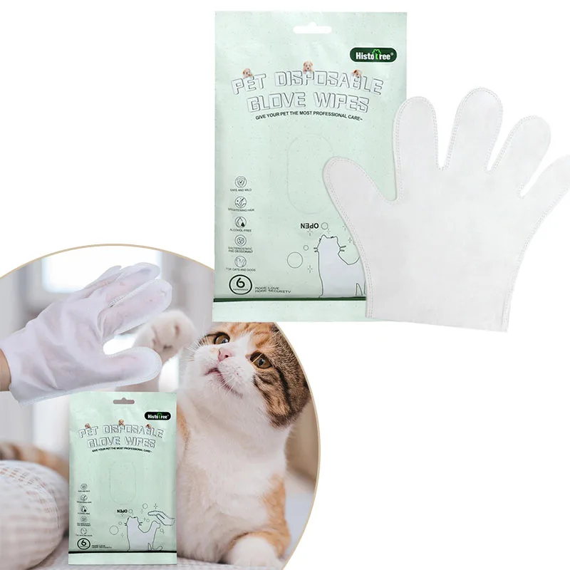 Pet Cleaning Wipes Pet Cleaning Gloves Pet Body Wipes No Rinse 6pcs