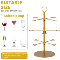 Cocktail Tree Stand 3 Tiers Champagne Display Stand 12 Holders Wine Glass Display Stand Metal Cocktail Tower Stand Champagne 2