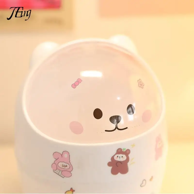 1PieceDeskTrashCanInsDesktopWithLidTrashCanMiniKawaiiCute