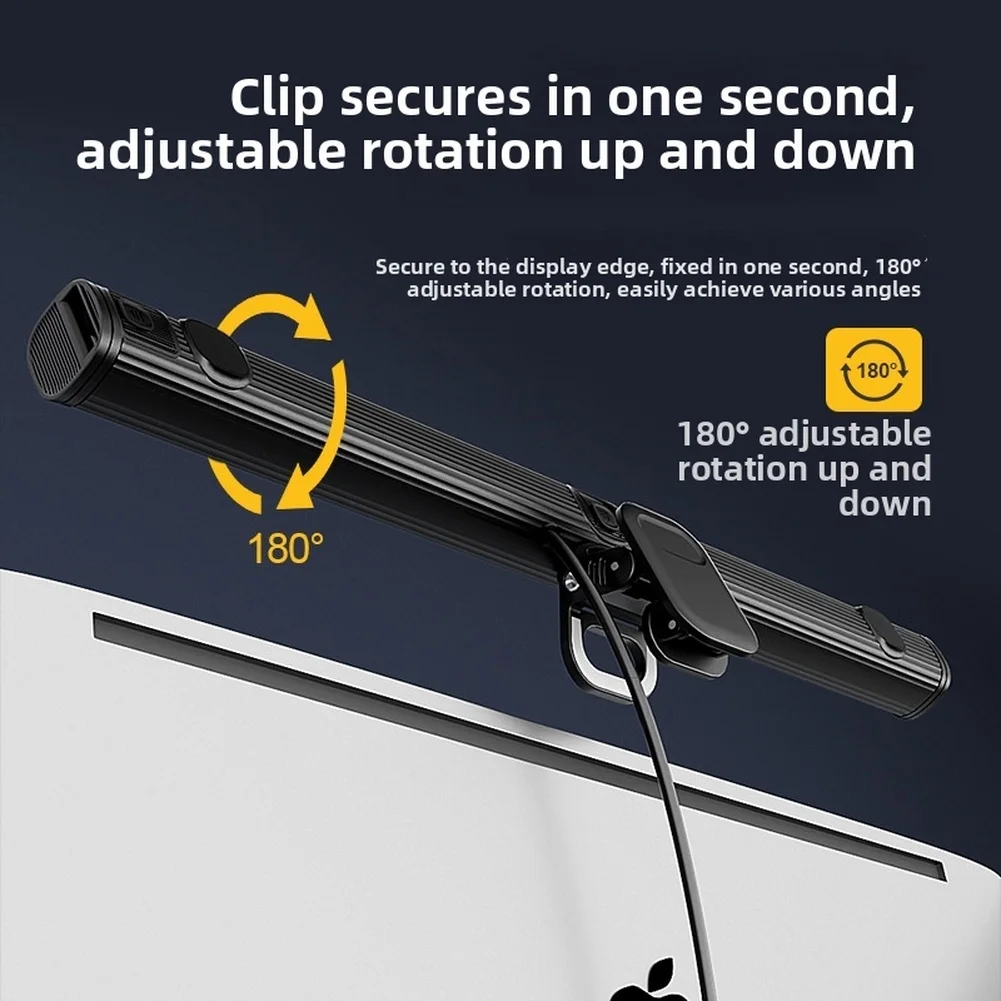 조절 가능한 마그네틱 모니터 조명 (3가지 색온도 옵션: 3500K, 4500K, 6500K, 10단계 밝기 조절 및 180도 회전 암)