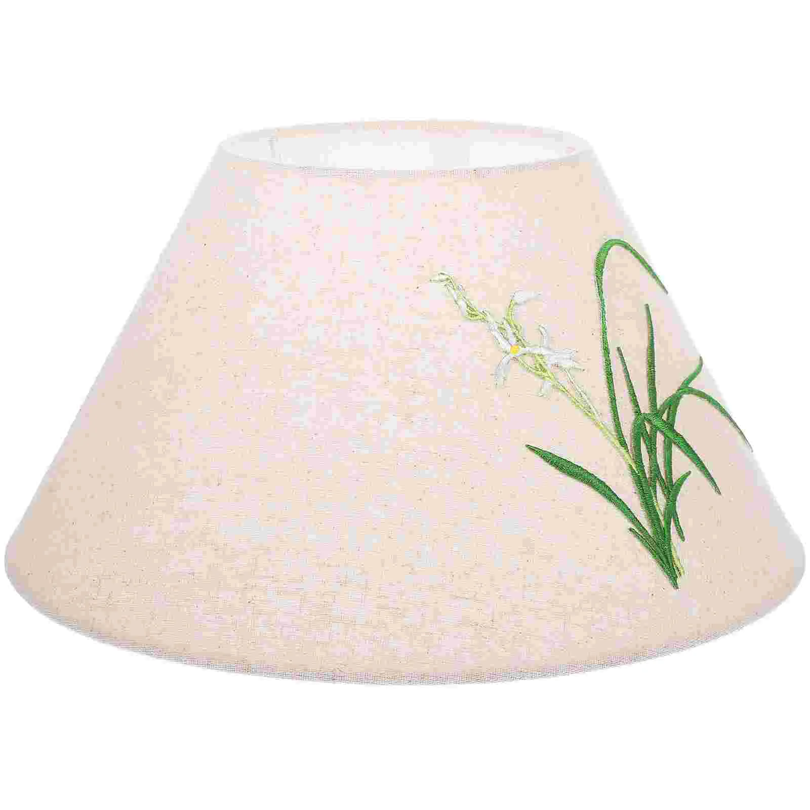 

Linen Embroidered Lampshade Replacement Hotel Shades for Fabric Unique Decorative Lampshades Table Housing Delicate