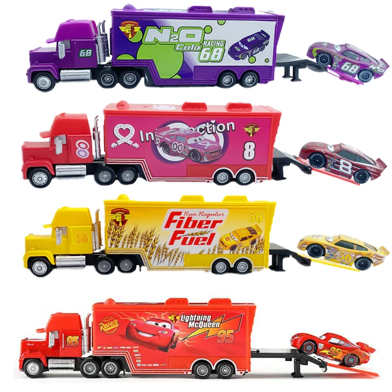 Disney Truck With Car Set Pixar 2 3 Saetta Mcqueen Jackson Storm Ramiez Zio Mack Truck Racing Diecast Toy Kids Boy Gift