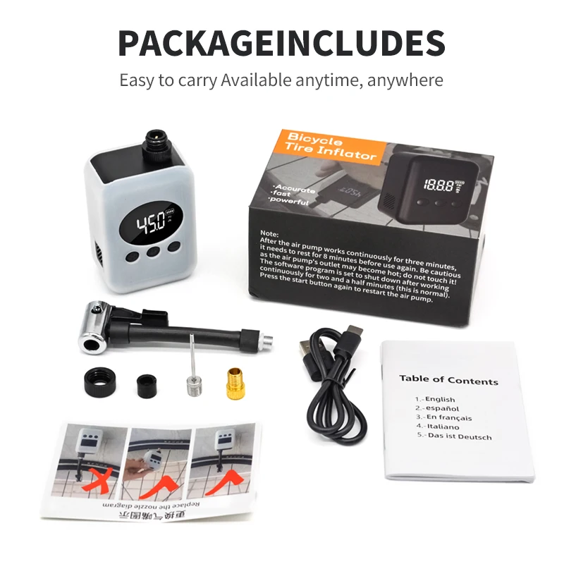 Motocycle Pump Mini Rechargeable Air Pump Tire Inflator Portable Compressor Digital Display Inflator For Motocycle Bicycle Balls