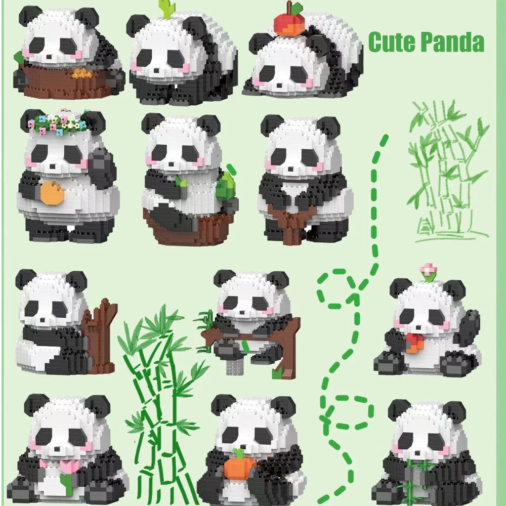 Building Block Toys Cute Mini Animal Panda Building Blocks DIY Assemble Animals Model Toys Girl Boy Gift