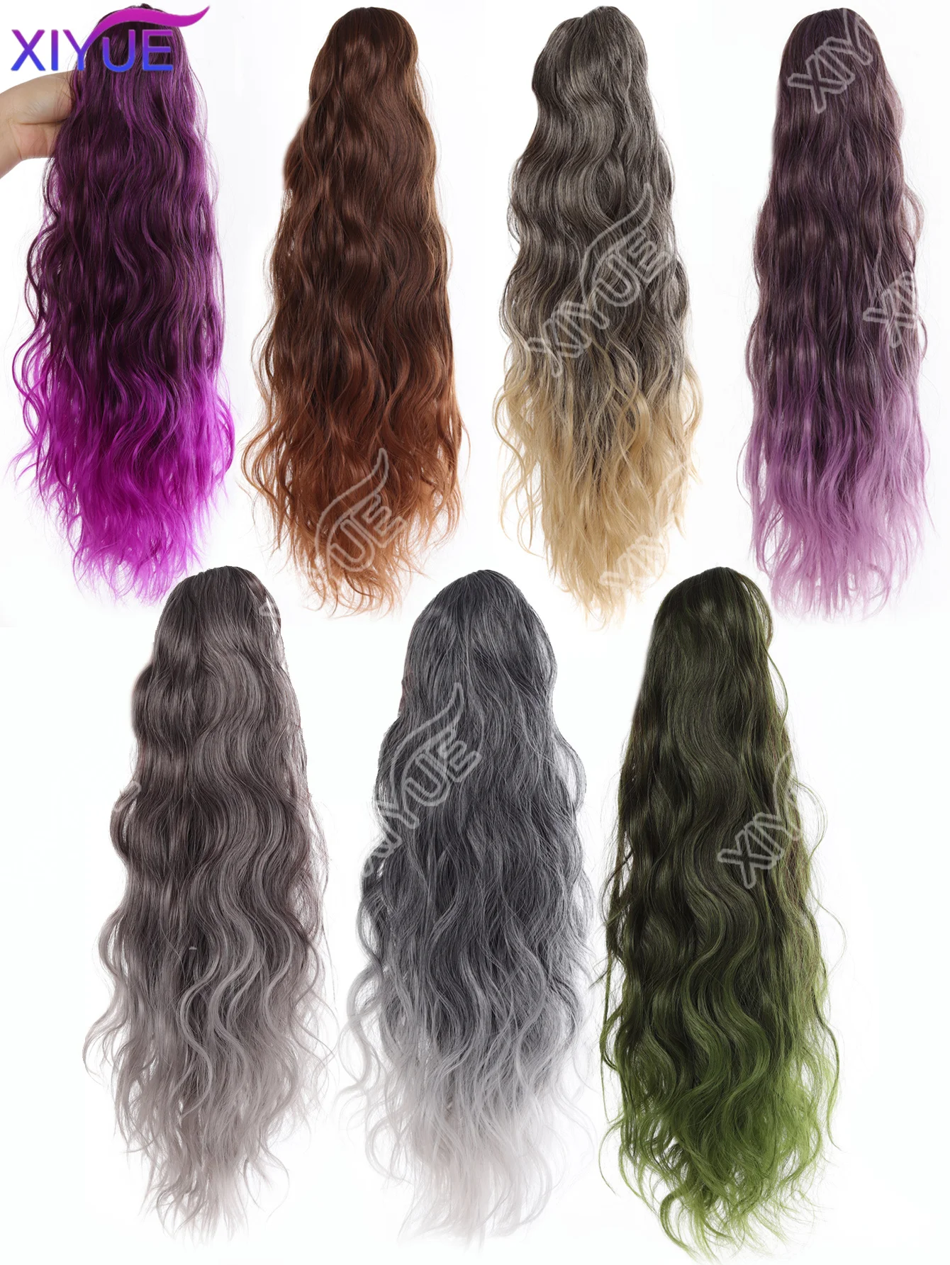 XIYUE European and American Women's Dopamine Purple Synthetic High-Temperature Hair Ponytail Wig Braid Hair Accessories