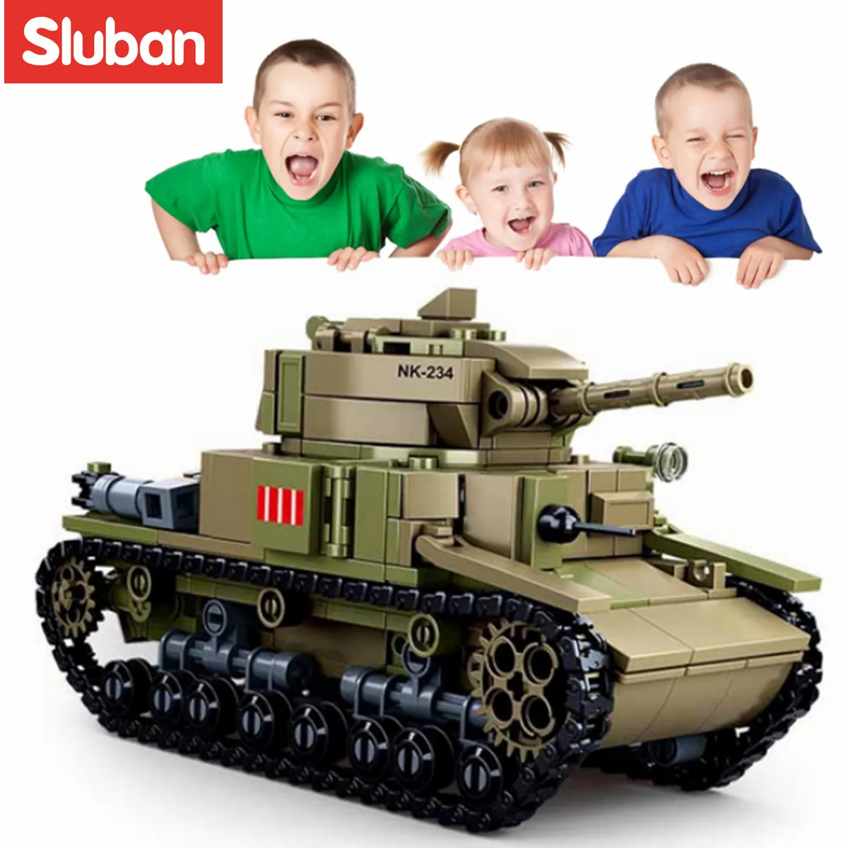 Sluban Building Block Toys WW2 M14/41 Medium Tank 463PCS Bricks B0711  Military Construction Compatbile With Leading Brands