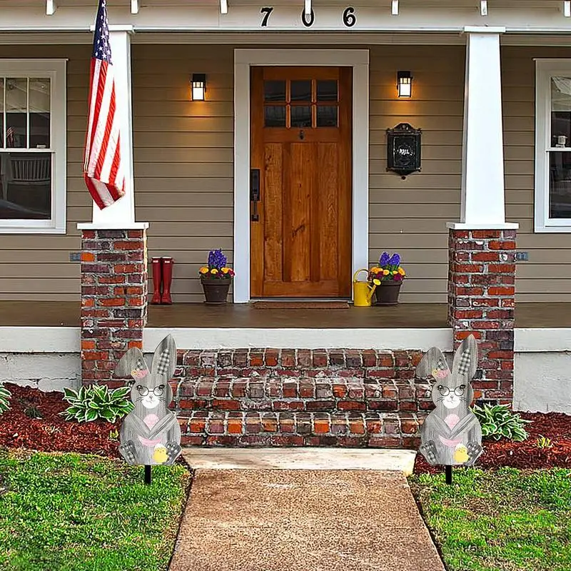Easter Garden Stakes Acrylic Animal Shaped Lawn Decorations Sturdy Easter Garden Outdoor Sign With Stakes For Patio Yard