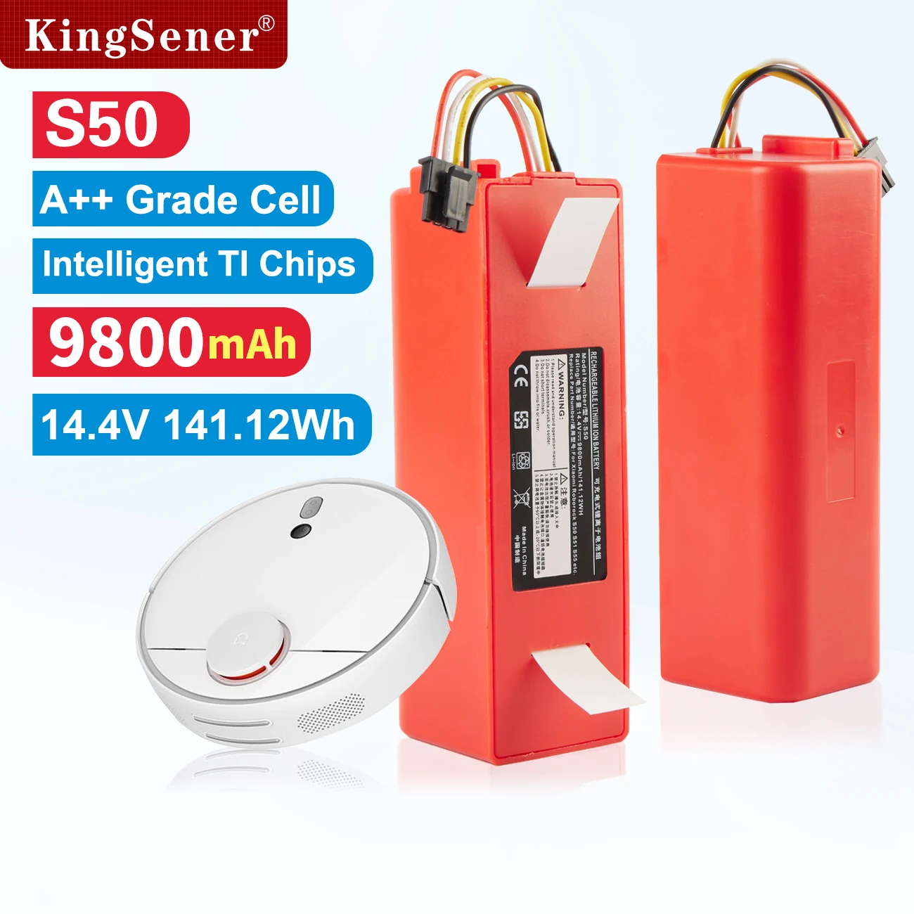 KingSener Robotic Vacuum Cleaner Replacement Battery for Xiaomi Robot Roborock S50 S51 S55 Accessory Spare Parts Li-ion Battery