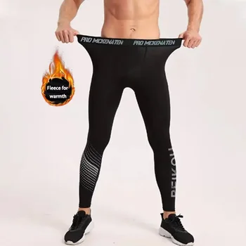 2025 nuovi pantaloni termici da uomo, pantaloni sportivi attillati ad alta elasticità autunnali e invernali ispessiti e pantaloni slim fit