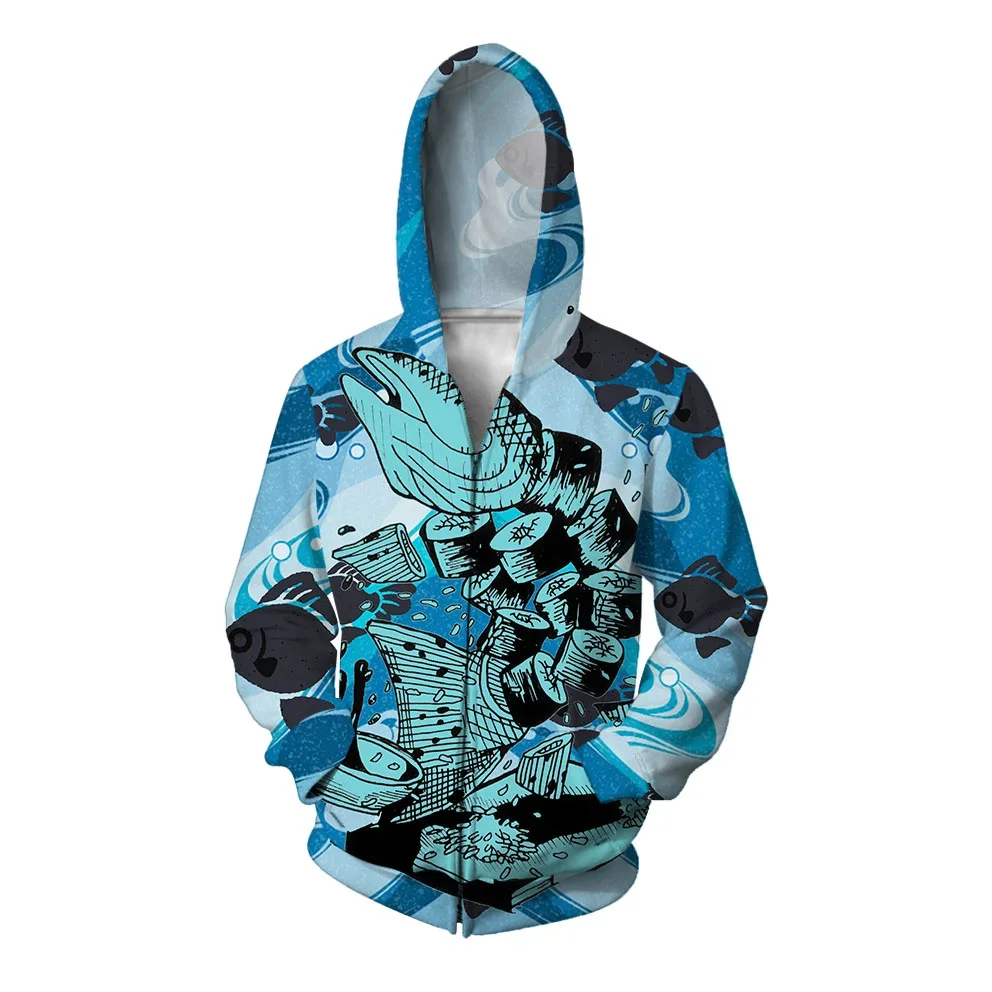 thumbnail image 1 of Sudaderas de otoño para hombre Sudadera con capucha para hombre Sudadera con capucha con estampado personalizado de pingüino Ropa Y2K Sudadera con capucha con estampado de ballena y pez espada Sudader, 1 of 5