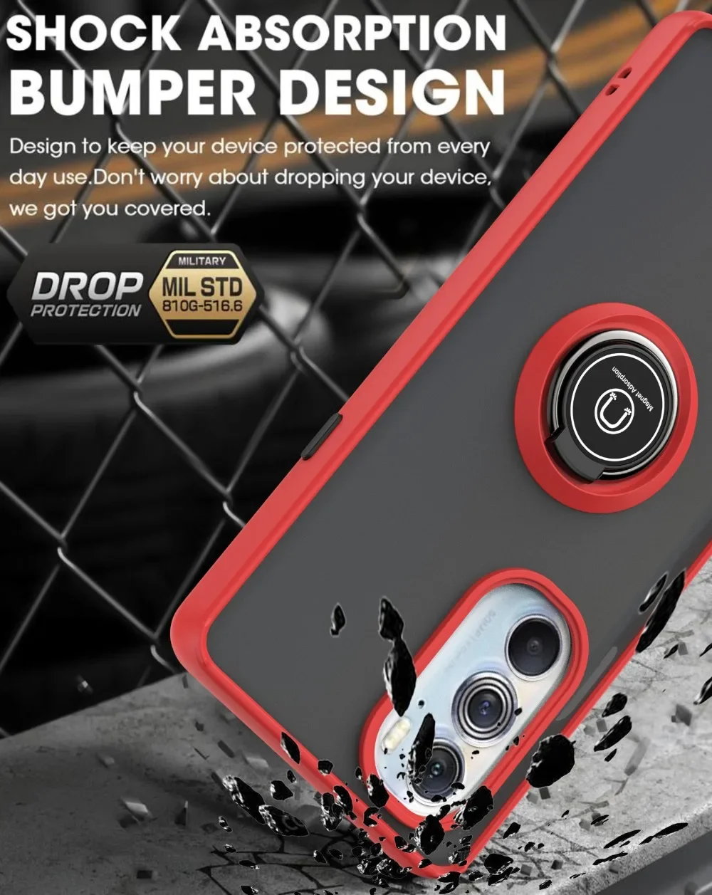 Universal Phone Case with Ring Bracket - Durable Protection and Enhanced Grip