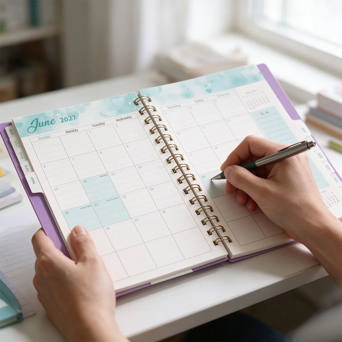 Premium A5 Spiral Planner with Monthly Index Tabs - Weekly & Monthly Organizer Notebook