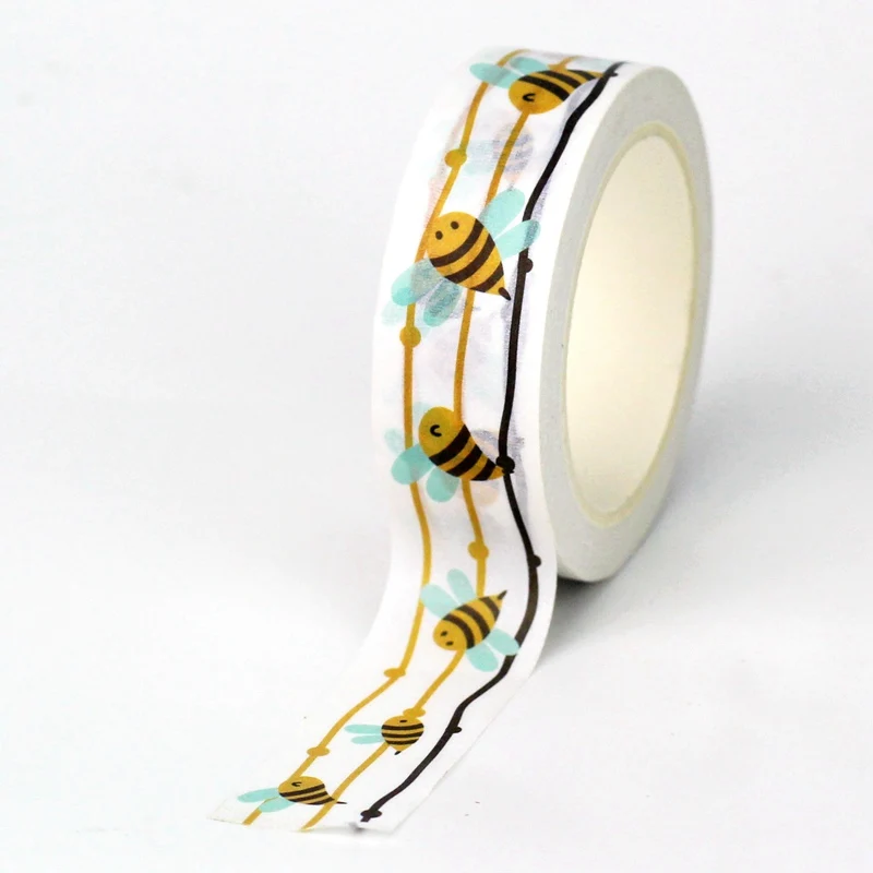 1PC 10M Decorative Bees Honeycomb Flowers Washi Tape Set Scrapbooking Planner Adhesive Masking Tape Cute Stationery