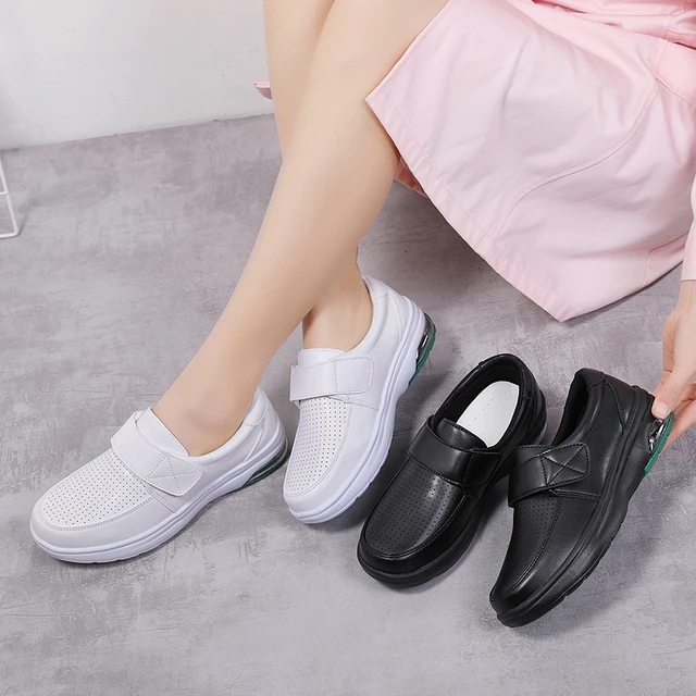 es inutil Curso de colisión caballo de fuerza BCEBYL-zapatos de enfermera para mujer, calzado de trabajo de cuero blanco  y negro, zapatos pequeños de plataforma, primavera y otoño, 2023 -  AliExpress