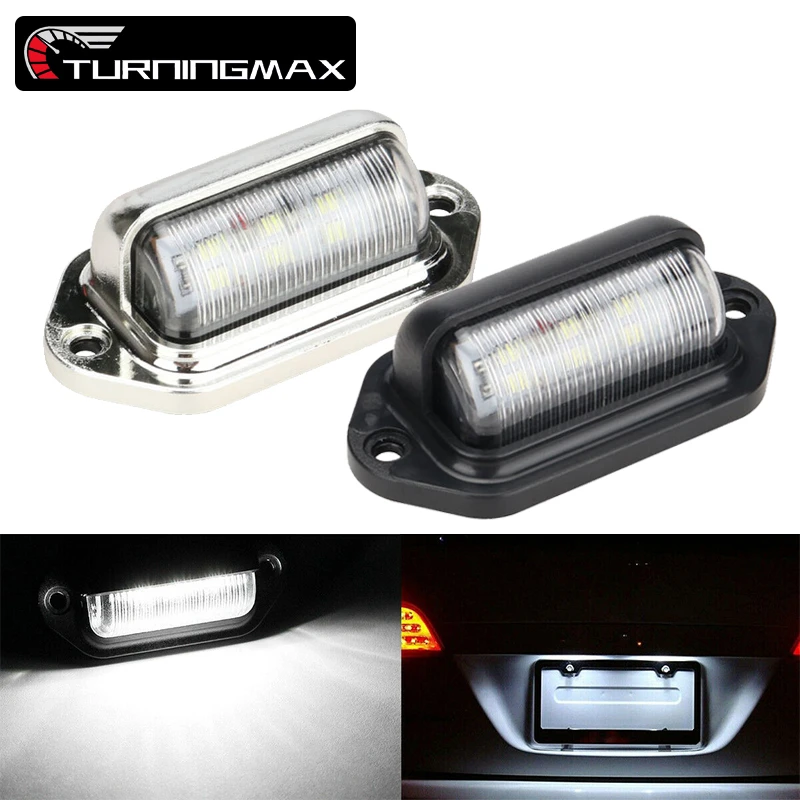 2PCS 6 LED Car License Number Plate Light For SUV Truck Trailer Van Tag