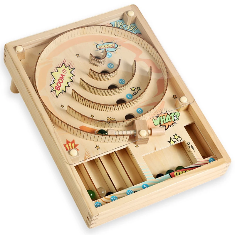Wooden Mini Pinball Machine Table Game for Kids and Adults