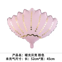 Ocean - Themed Matte Aluminum Foil Balloons - Starfish, Shells, and Jellyfish Party Decor - As  picture (Matte shell pink)